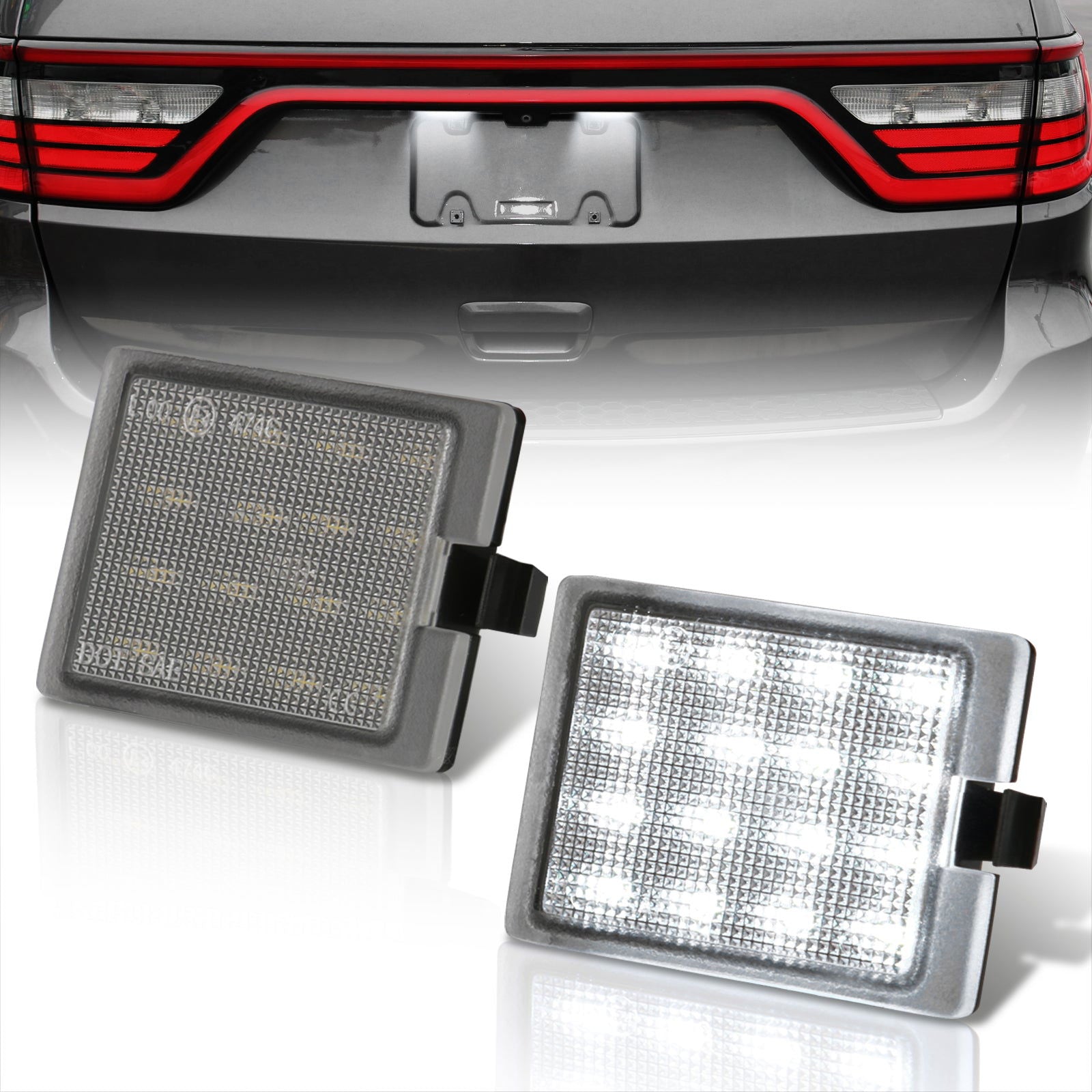 Dodge Durango 2014-2022 White SMD LED License Plate Lights Clear Len - Parts Agent