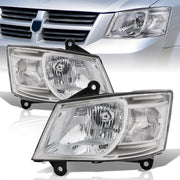 Dodge Grand Caravan 2008-2010 Factory Style Headlights Chrome Housing Clear Len Clear Reflector - Parts Agent