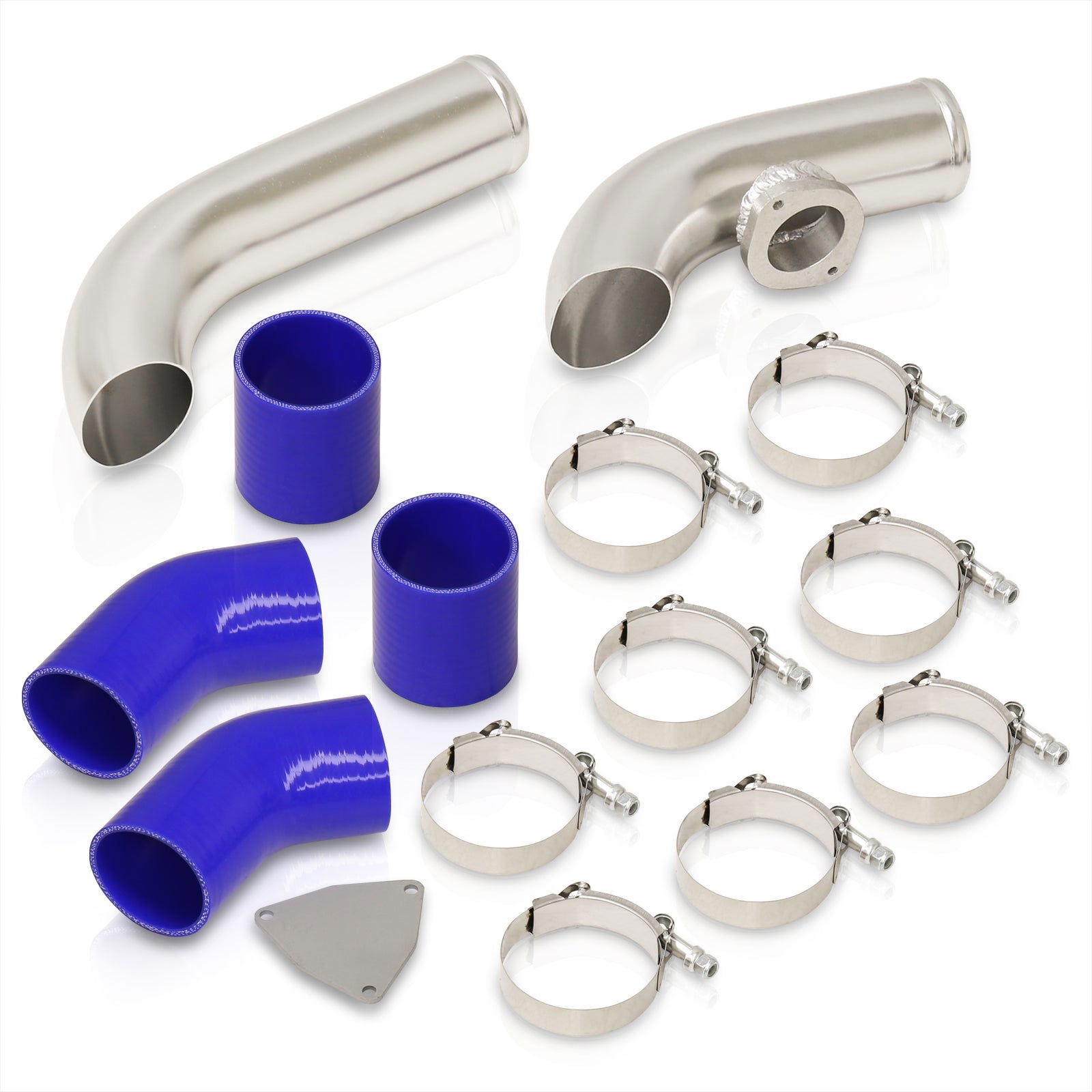 Dodge Neon SRT-4 2003-2005 Bolt-On Aluminum Polished Piping Kit with SQV / SSQV BOV Flange + Blue Couplers - Parts Agent