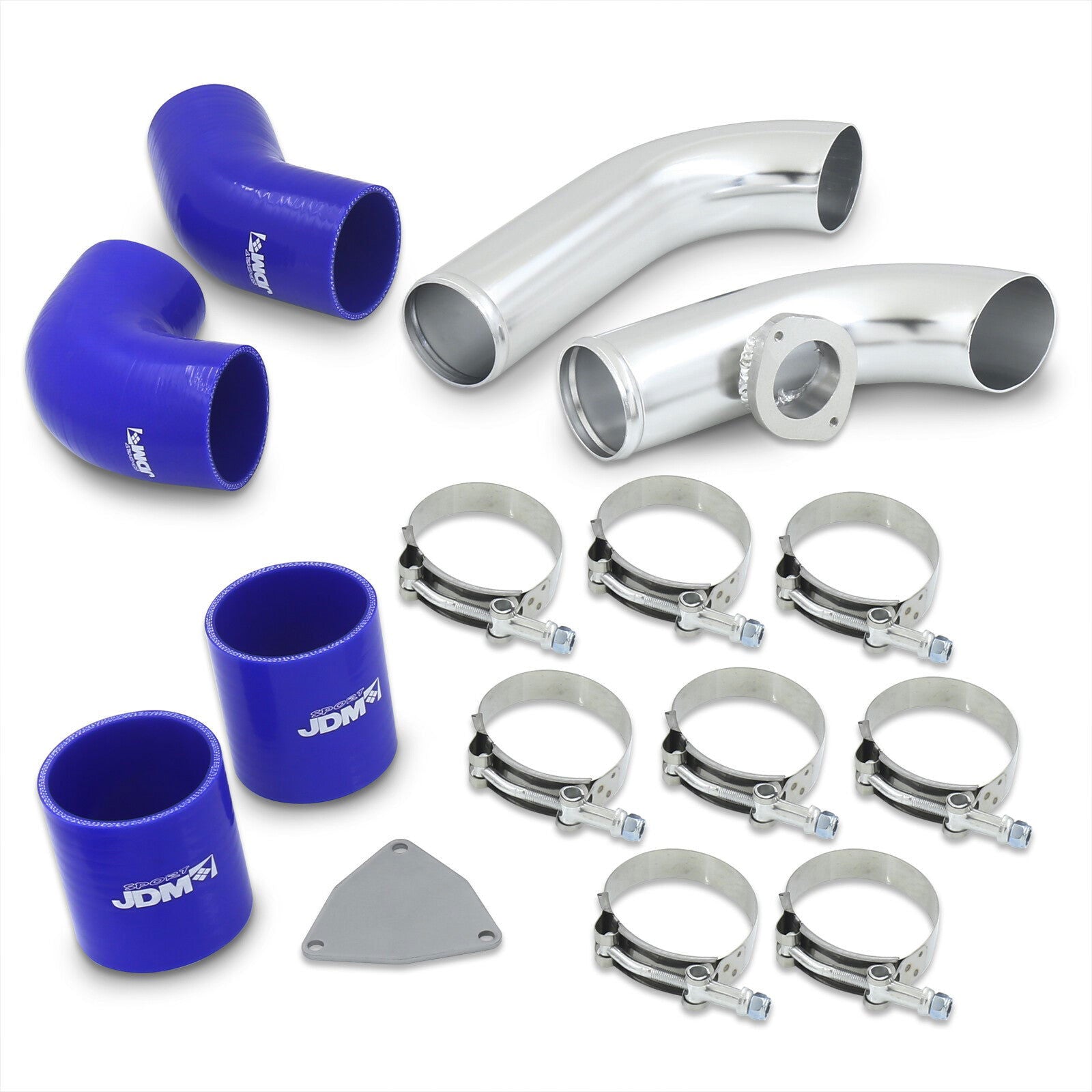 Dodge Neon SRT-4 2003-2005 Bolt-On Aluminum Polished Piping Kit with Type-RS / Type-S BOV Flange + Blue Couplers - Parts Agent