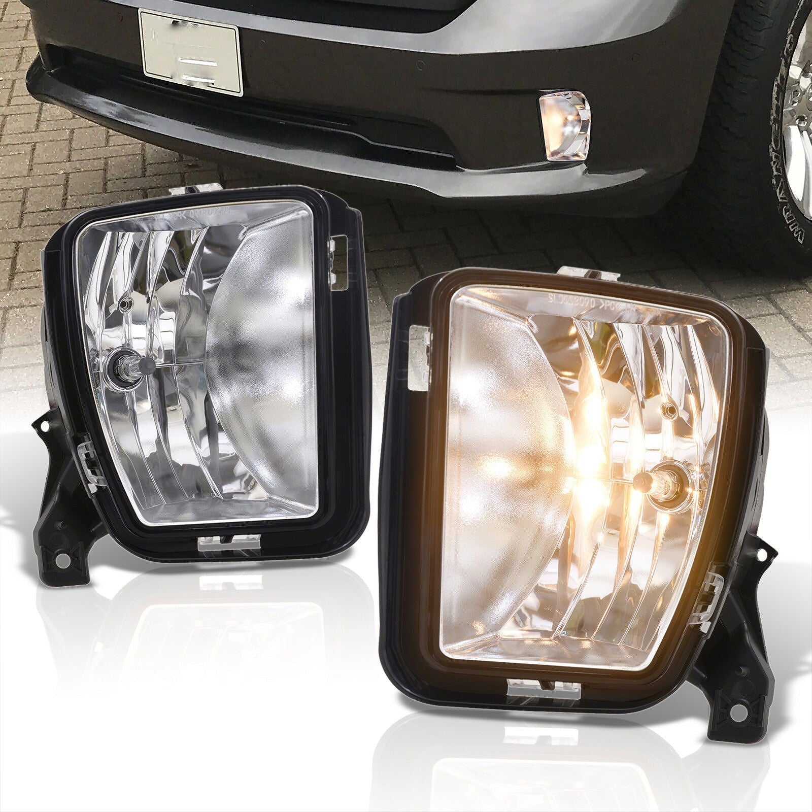 Dodge RAM 1500 2013-2018 Front Fog Lights Clear Len (Includes Switch & Wiring Harness) - Parts Agent
