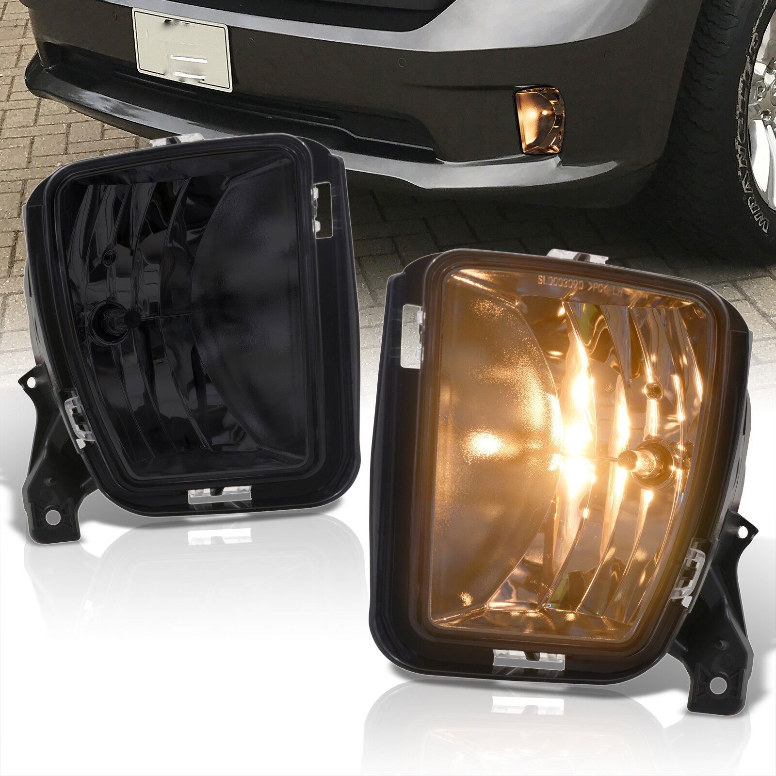 Dodge RAM 1500 2013-2018 Front Fog Lights Smoked Len (Includes Switch & Wiring Harness) - Parts Agent