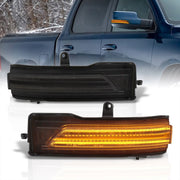Dodge RAM 1500 2019-2022 Front Amber Sequential LED Side Mirror Signal Marker Lights Smoke Len (Models With Turn Signal Lights & Will Not Fit Models With Towing Mirrors) - Parts Agent