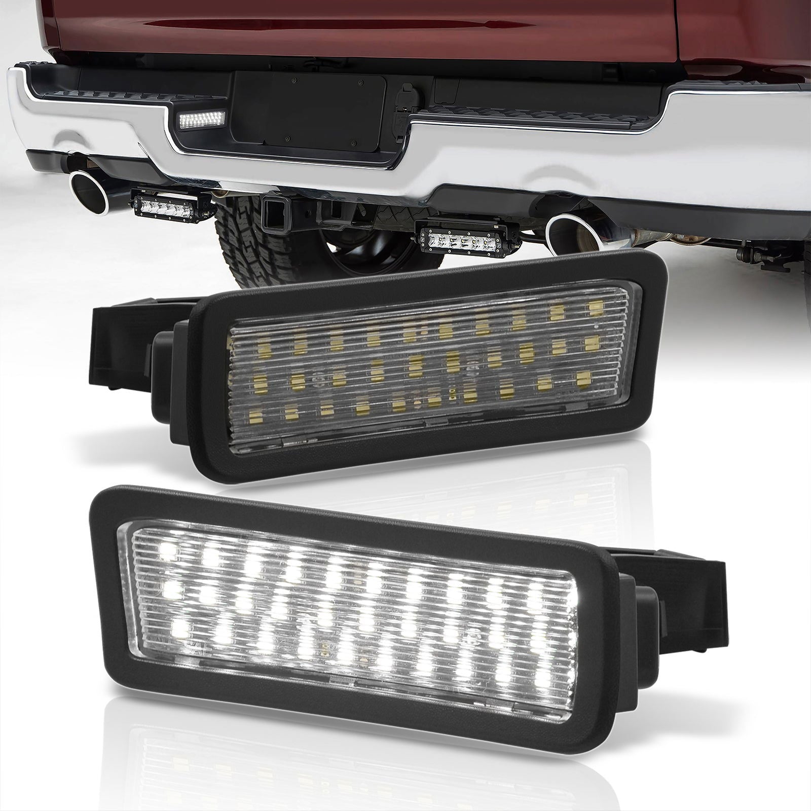 Dodge RAM 1500 2019-2022 White SMD LED License Plate Lights Clear Len (Will Not Fit Classic Models) - Parts Agent