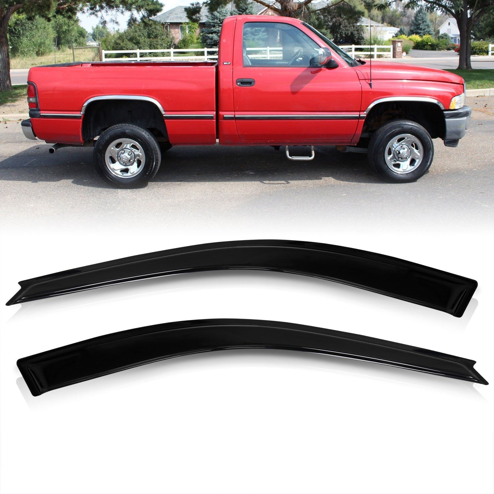 Dodge Ram 1500 1994-2001 / Ram 2500 3500 1994-2002 Regular Cab 2 Door Out Channel Window Visors - Parts Agent