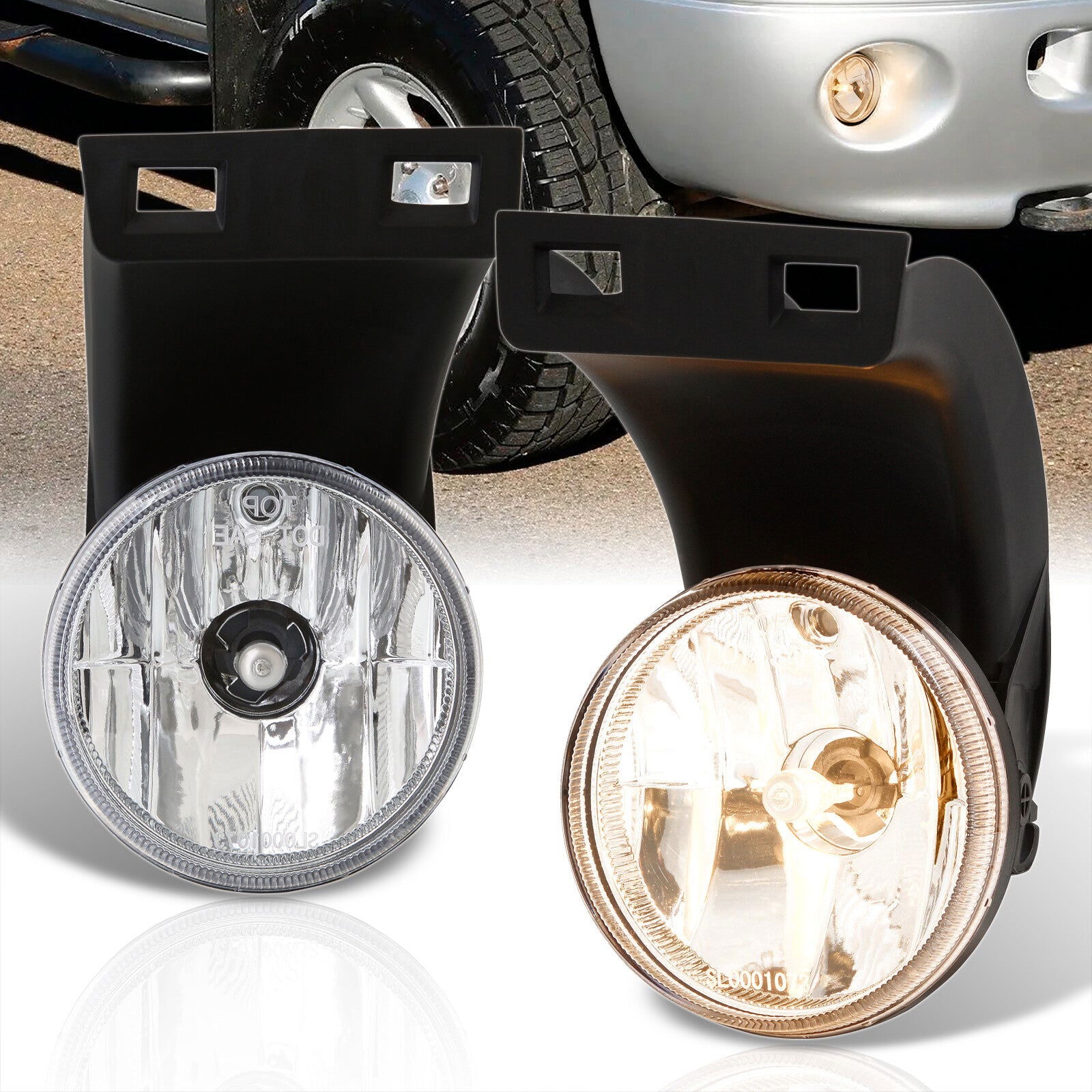 Dodge Ram 1500 1994-2002 Front Fog Lights Clear Len (No Switch & Wiring Harness) - Parts Agent