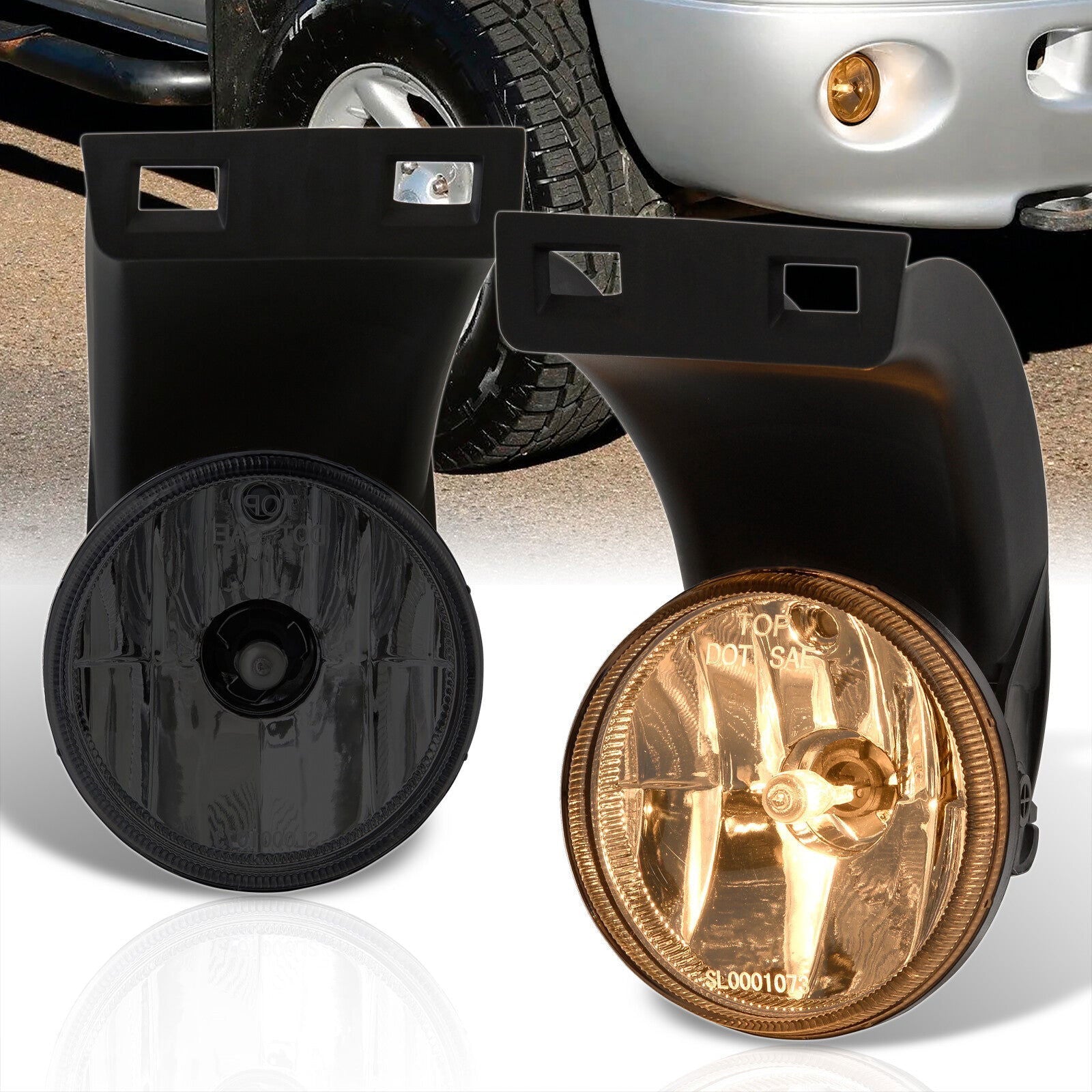 Dodge Ram 1500 1994-2002 Front Fog Lights Smoked Len (No Switch & Wiring Harness) - Parts Agent