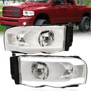 Dodge Ram 1500 2002-2005 / Ram 2500 3500 2003-2005 LED DRL Bar Factory Style Headlights White Housing Clear Len Clear Reflector - Parts Agent