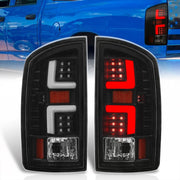 Dodge Ram 1500 2002-2006 / 2500 3500 2003-2006 LED Bar Tail Lights Black Housing Clear Len White Tube (Excluding OEM LED Models) - Parts Agent