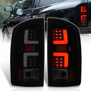 Dodge Ram 1500 2002-2006 / 2500 3500 2003-2006 LED Bar Tail Lights Black Housing Smoke Len White Tube (Excluding OEM LED Models) - Parts Agent