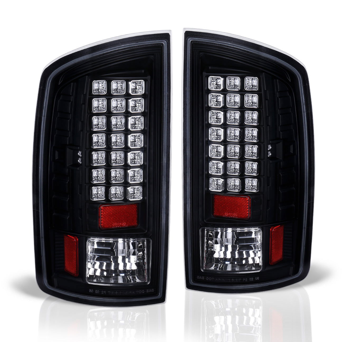 Dodge Ram 1500 2002-2006 / 2500 3500 2003-2006 LED Tail Lights Black Housing Clear Len - Parts Agent