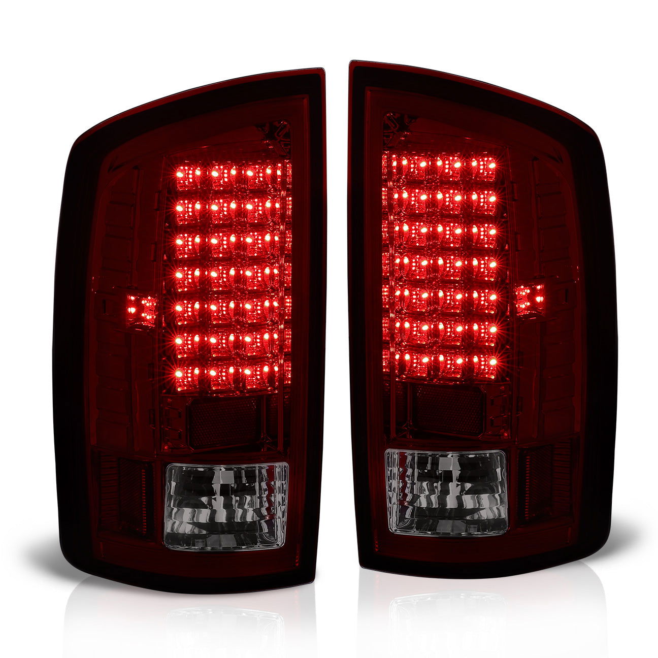 Dodge Ram 1500 2002-2006 / 2500 3500 2003-2006 LED Tail Lights Chrome Housing Red Smoke Len - Parts Agent