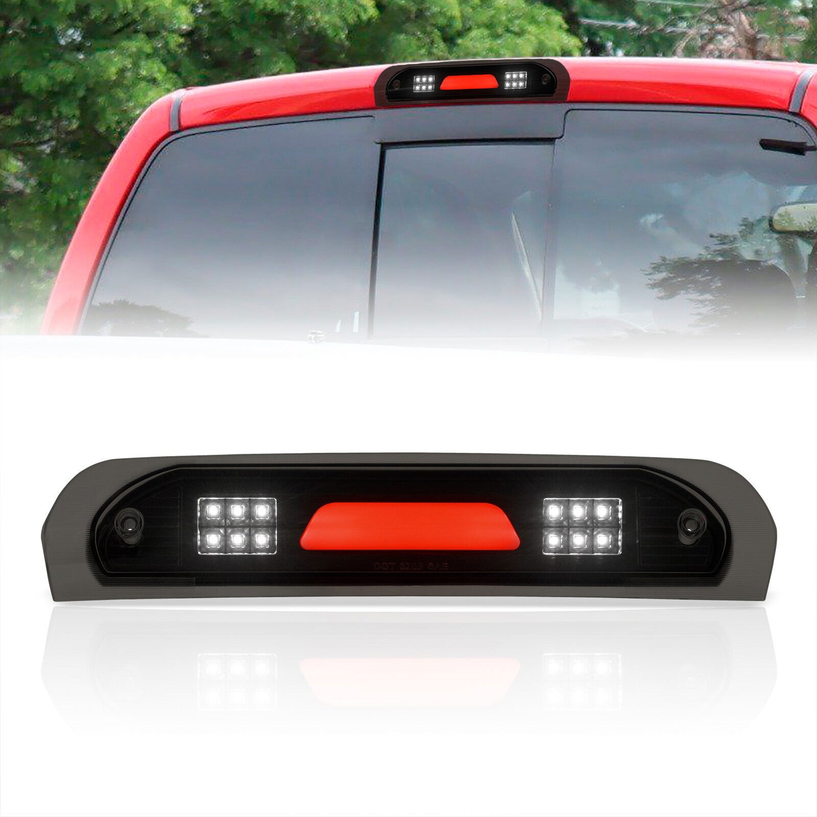 Dodge Ram 1500 2002-2008 / Dodge Ram 2500 3500 2003-2009 LED Bar 3rd Brake Light Black Housing Smoke Len (Version 2) - Parts Agent