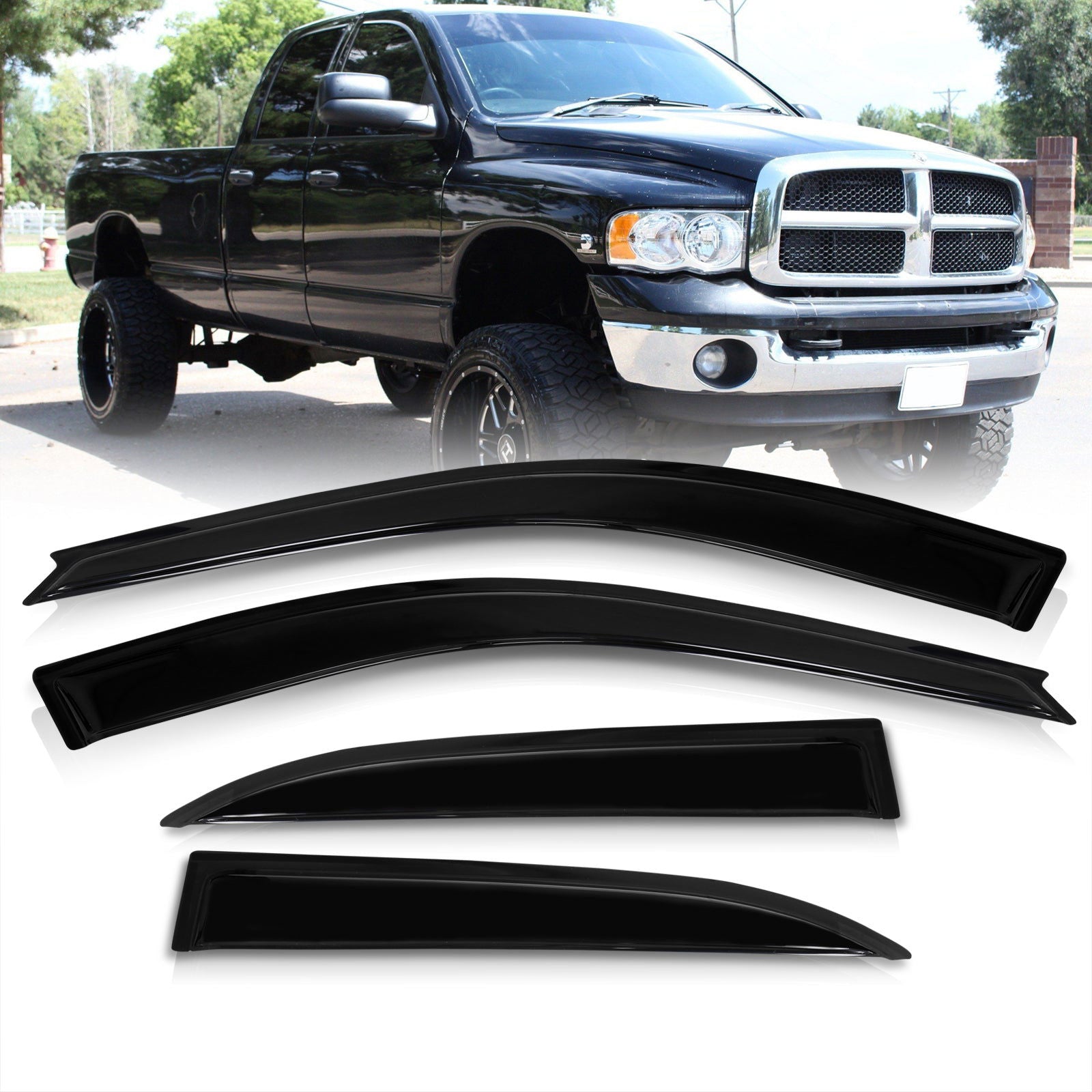 Dodge Ram 1500 2002-2008 / Ram 2500 3500 2003-2009 Quad Cab 4 Door Tape On Window Visors - Parts Agent