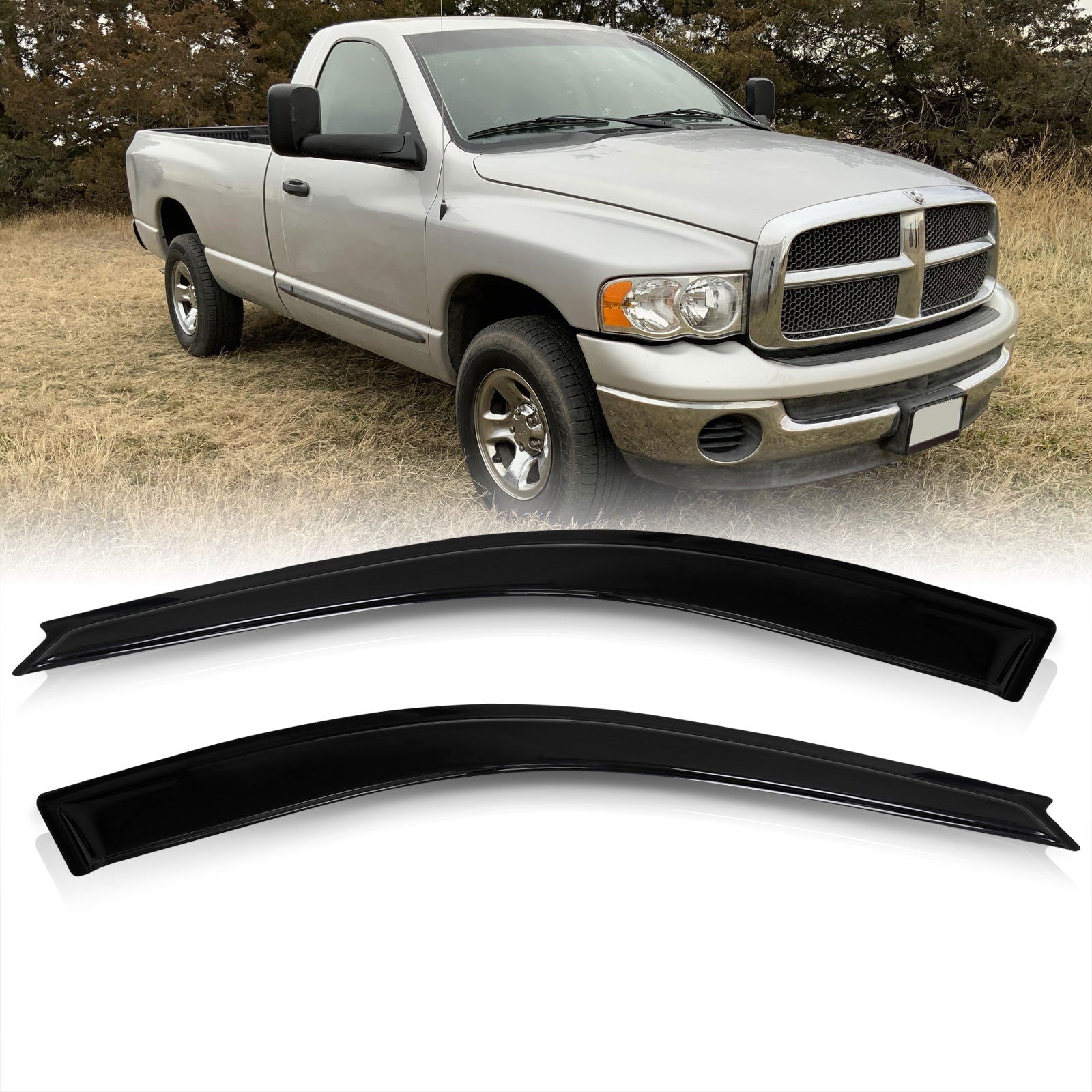 Dodge Ram 1500 2002-2008 / Ram 2500 3500 2003-2009 Regular Cab 2 Door Tape On Window Visors - Parts Agent