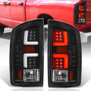Dodge Ram 1500 2007-2008 / 2500 3500 2007-2009 LED Bar Tail Lights Black Housing Clear Len White Tube (Excluding OEM LED Models) - Parts Agent