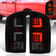 Dodge Ram 1500 2007-2008 / 2500 3500 2007-2009 LED Bar Tail Lights Black Housing Smoke Len White Tube (Excluding OEM LED Models) - Parts Agent