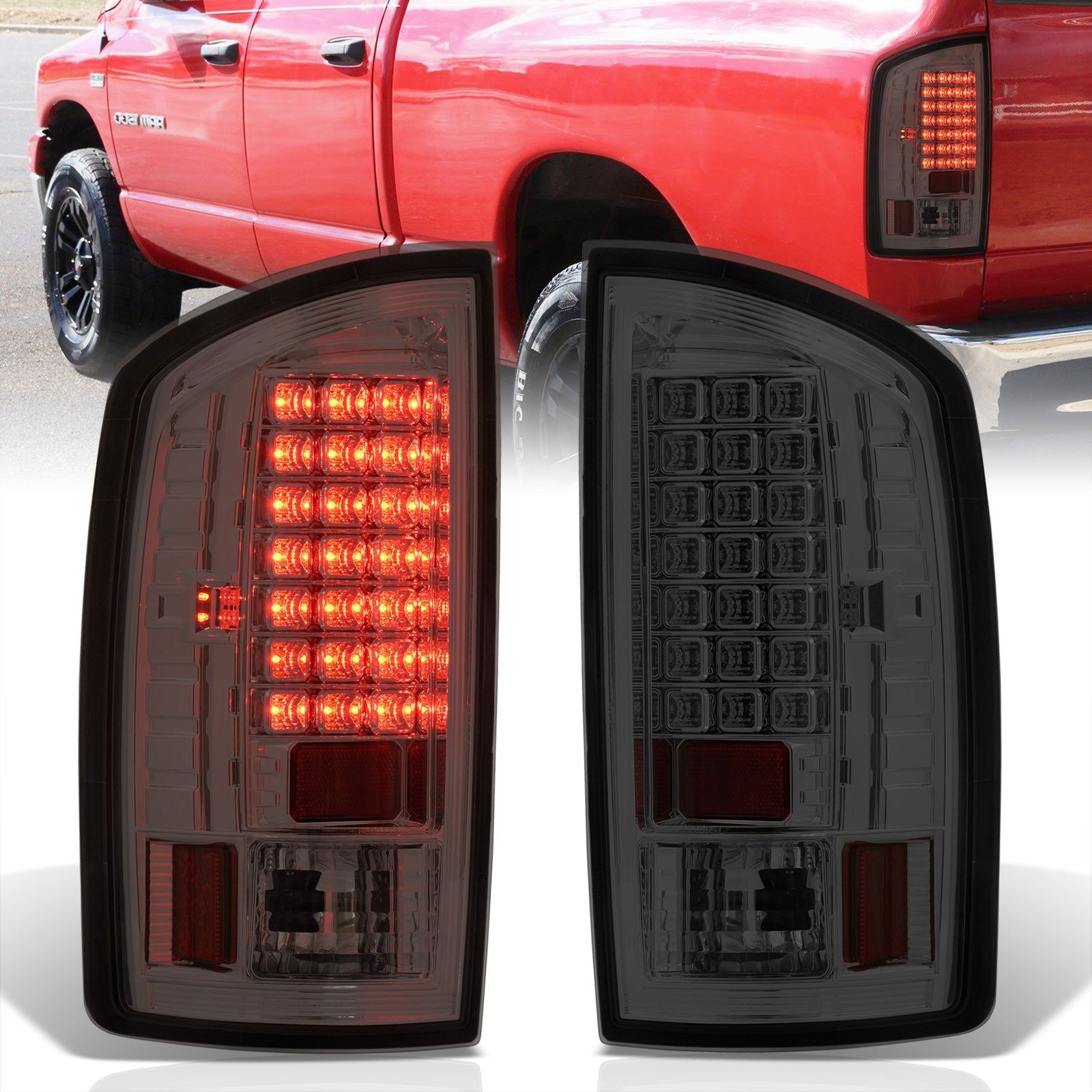 Dodge Ram 1500 2007-2008 / 2500 3500 2007-2009 LED Tail Lights Chrome Housing Smoke Len - Parts Agent