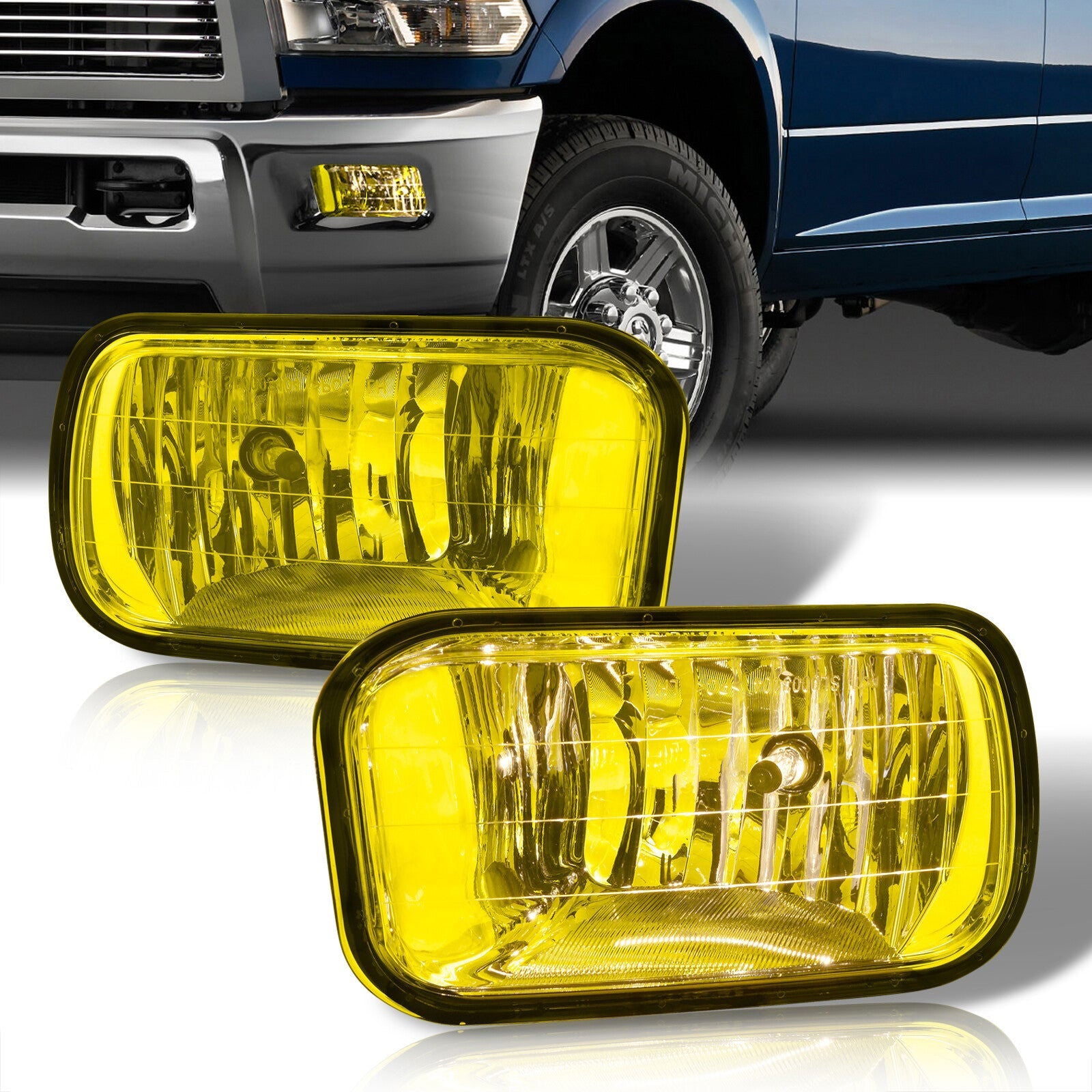 Dodge Ram 1500 2009-2012 / Ram 2500 3500 2010-2018 Front Fog Lights Yellow Len (No Switch & Wiring Harness) - Parts Agent