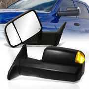 Dodge Ram 1500 2009-2018 / 2500 3500 2010-2018 Extended Heated Power Towing Mirrors Black with Puddle Lights - Parts Agent
