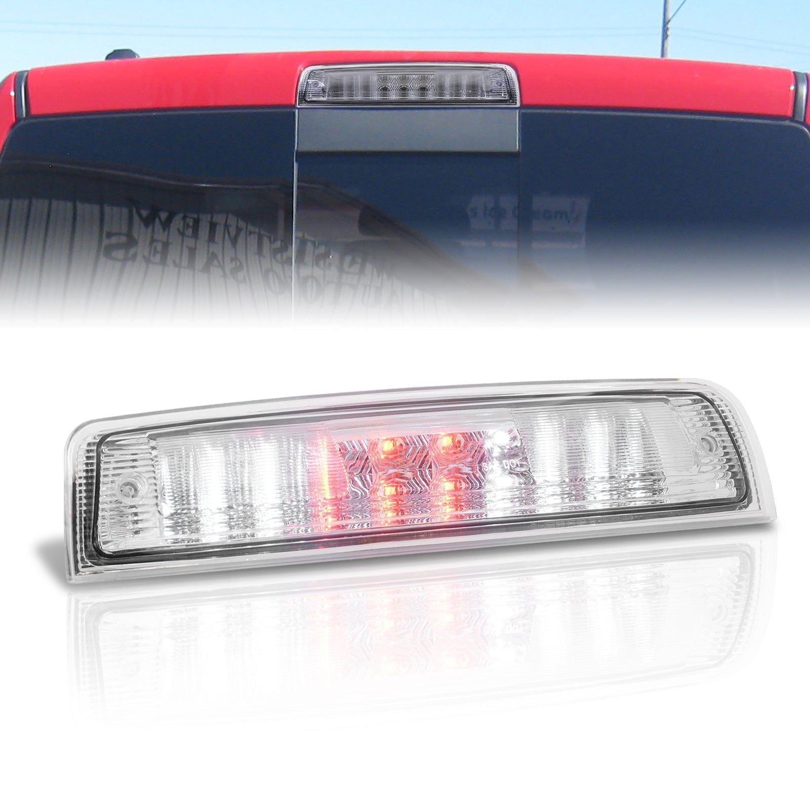 Dodge Ram 1500 2009-2018 / 2500 3500 2010-2018 LED 3rd Brake Light Chrome Housing Clear Len - Parts Agent