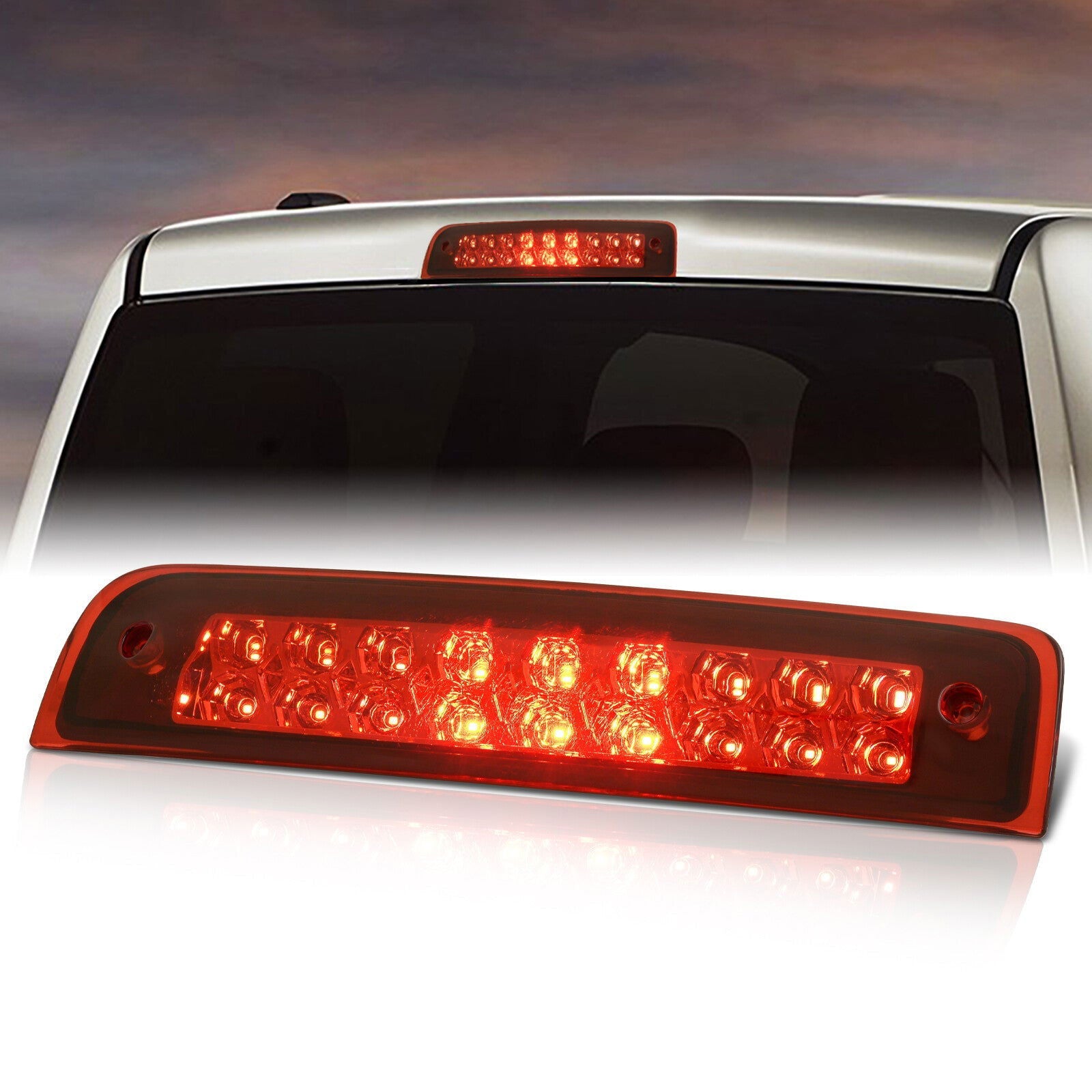 Dodge Ram 1500 2009-2018 / 2500 3500 2010-2018 LED 3rd Brake Light Chrome Housing Red Len - Parts Agent