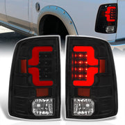 Dodge Ram 1500 2009-2018 / 2500 3500 2010-2018 LED Bar Tail Lights Black Housing Clear Len Red Tube (Excluding OEM LED Models) - Parts Agent