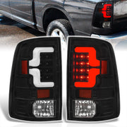 Dodge Ram 1500 2009-2018 / 2500 3500 2010-2018 LED Bar Tail Lights Black Housing Clear Len White Tube (Excluding OEM LED Models) - Parts Agent