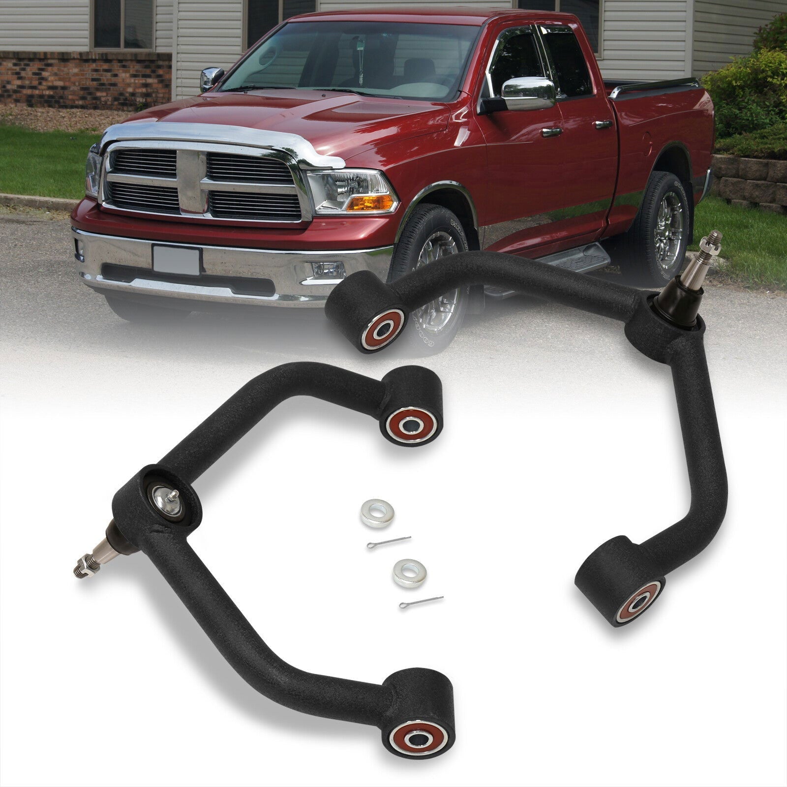 Dodge Ram 1500 2009-2018 2-4" Lift Front Upper Tubular Control Arms Black - Parts Agent