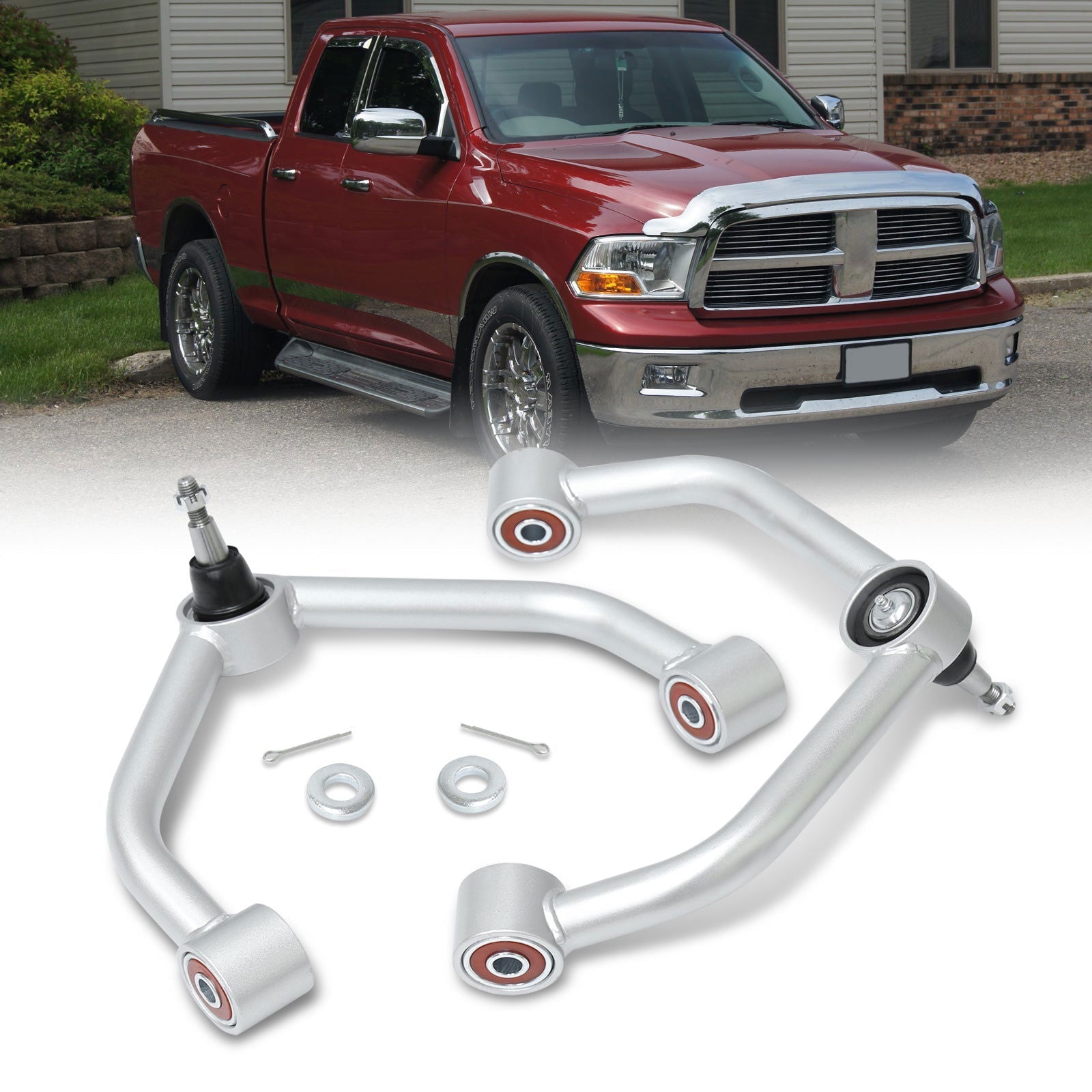 Dodge Ram 1500 2009-2018 2-4" Lift Front Upper Tubular Control Arms Silver - Parts Agent