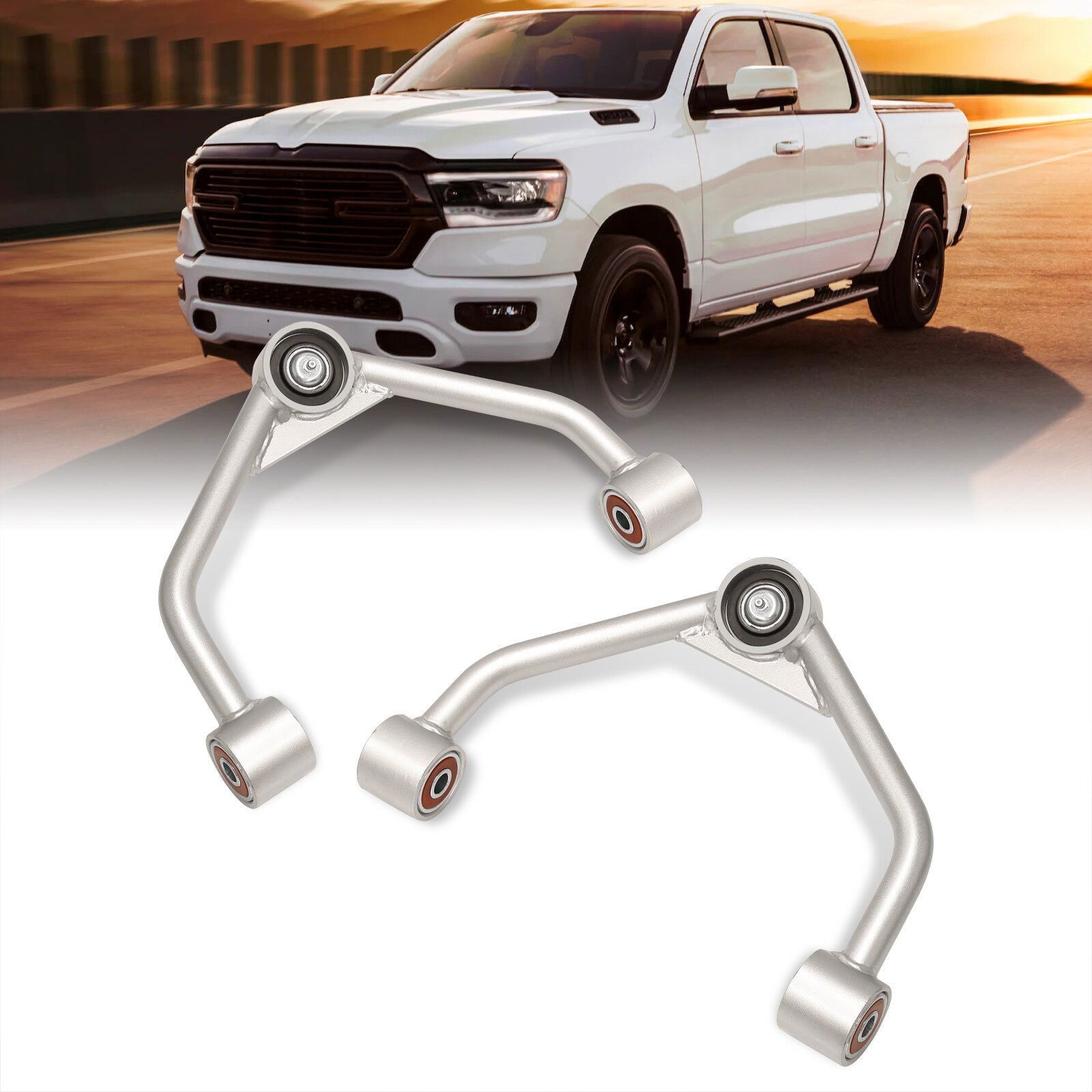 Dodge Ram 1500 2019-2022 2-4" Lift Front Upper Tubular Control Arms Silver - Parts Agent