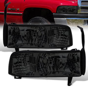 Dodge Ram 1500 2500 3500 1994-2001 1 Piece Headlights Chrome Housing Smoke Len Clear Reflector ( Except sports package models ) - Parts Agent