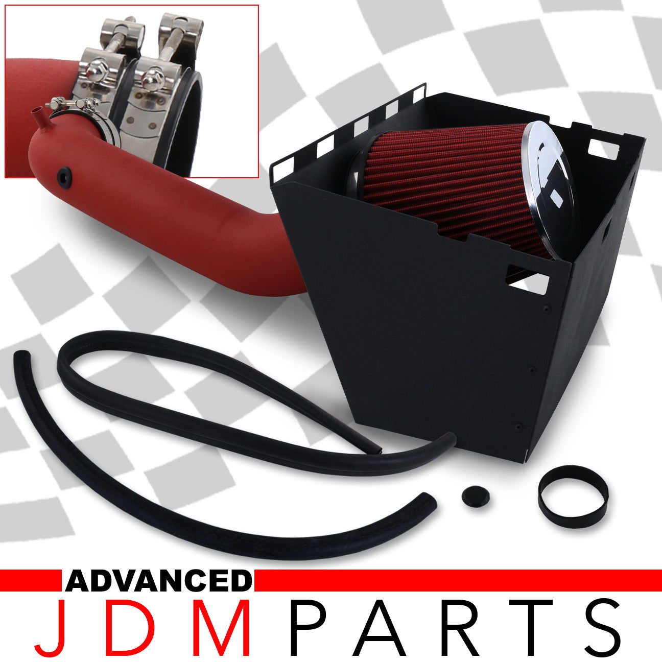 Dodge Ram 1500 2500 3500 4.7L 5.7L V8 2002-2008 Cold Air Intake Red + Heat Shield - Parts Agent