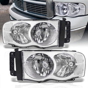 Dodge Ram 1500 Truck 2002-2005 / 2500 3500 Truck 2003-2005 Factory Style Headlights Chrome Housing Clear Len Clear Reflector - Parts Agent