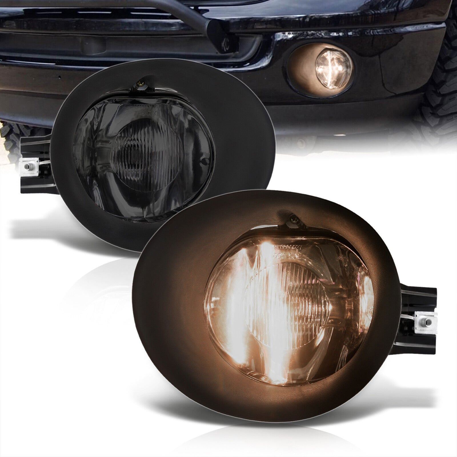 Dodge Ram 2002-2008 Front Fog Lights Smoked Len (Includes Switch & Wiring Harness) - Parts Agent