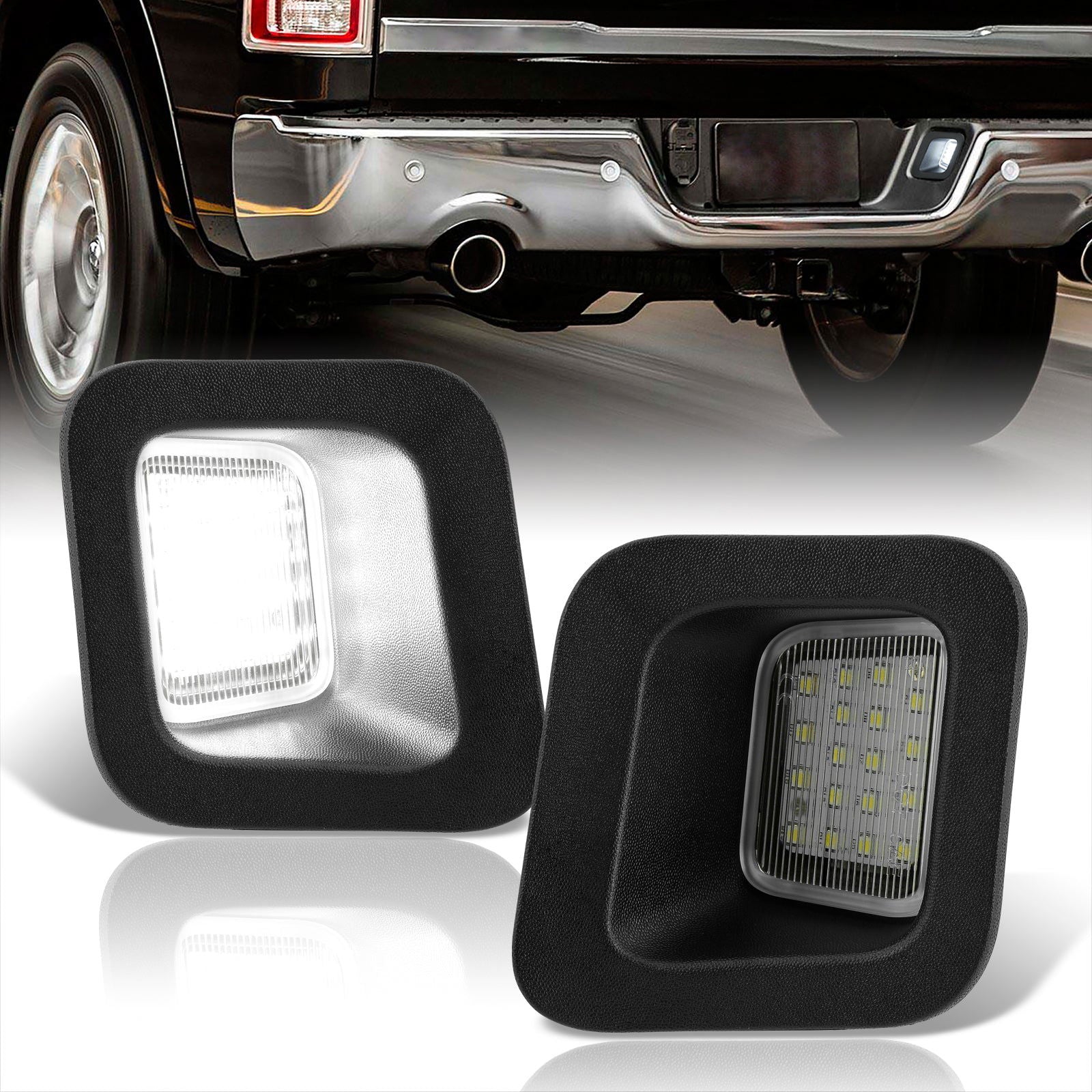 Dodge Ram 2003-2018 White SMD LED License Plate Lights Clear Len - Parts Agent