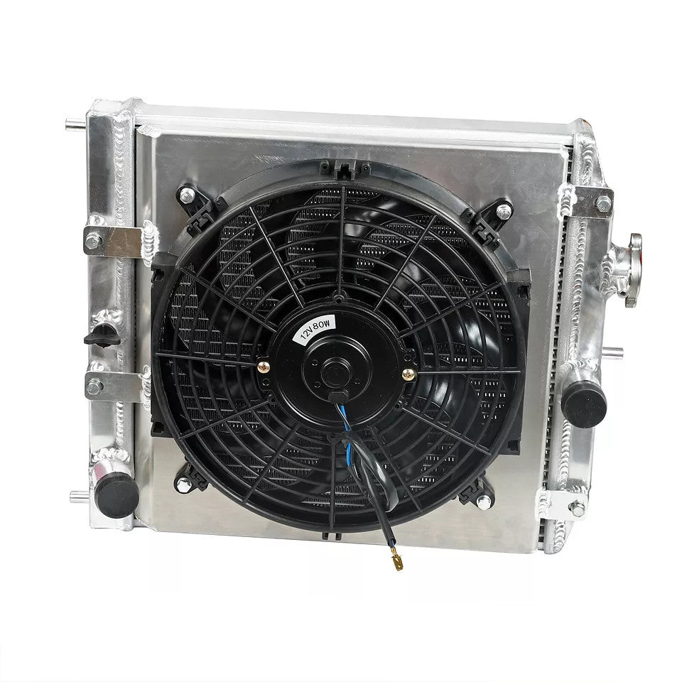 Fit 94-00 EG/EH/EJ/EM/DC MT 2-Row Aluminum Core Racing Radiator & 12V Fan Shroud - Parts Agent