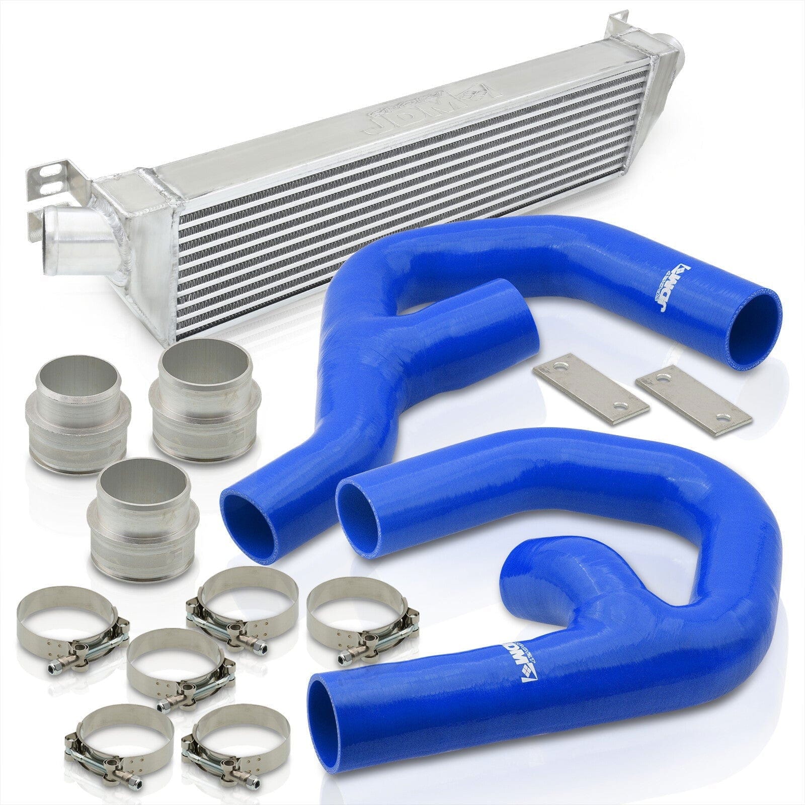 For 2006-2010 Volkswagen VW Golf GTI Jetta / Audi A3 Tube & Fin Turbo Intercooler FMIC + Piping Kit Blue Couplers - 2.0L 2.0T FSi Mk5 Mk6 07 08 09 - Parts Agent