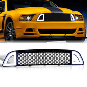 For 2013-2014 Ford Mustang S197-II Facelifted (Will Not Fit Shelby Models) Front Upper Honeycomb Mesh Grille with Sequential LED DRL Accent Vent Lights - Parts Agent
