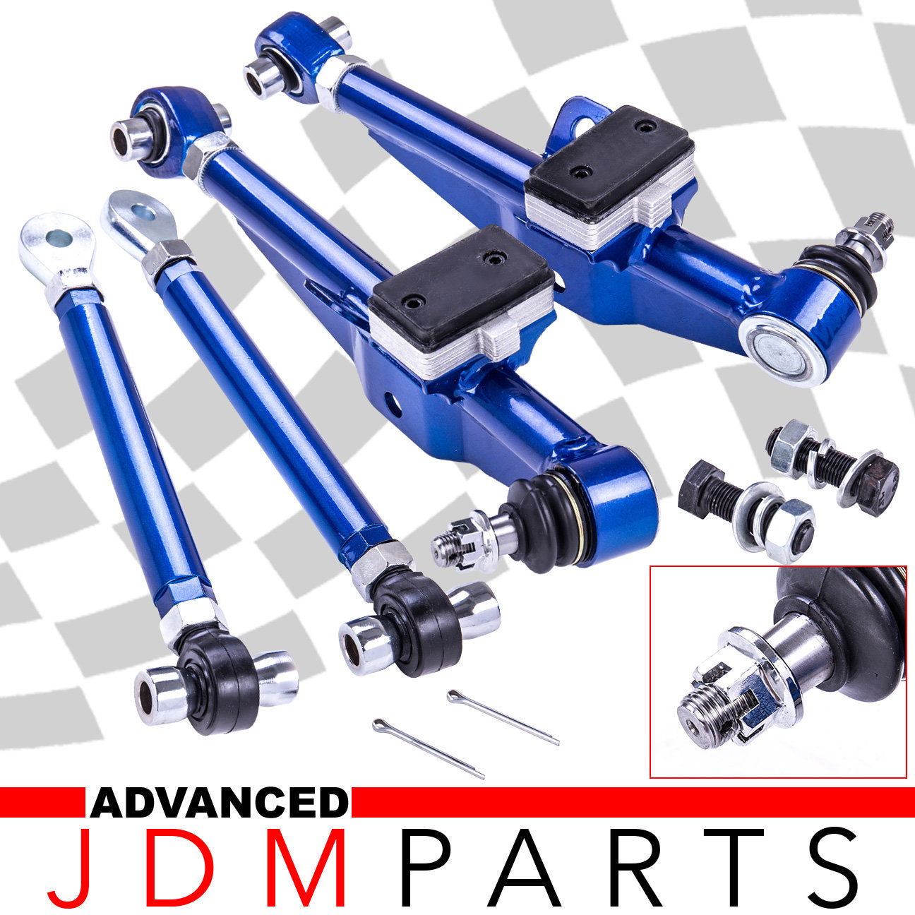 For Nissan 240SX 89-98 S13 S14 Blue Front Lower Control Arm Kit + Tension Rod - Parts Agent
