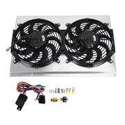 For Radiator 1982-2002 Chevy S10 Blazer Corvette Aluminum Shroud Fan+ Thermostat - Parts Agent