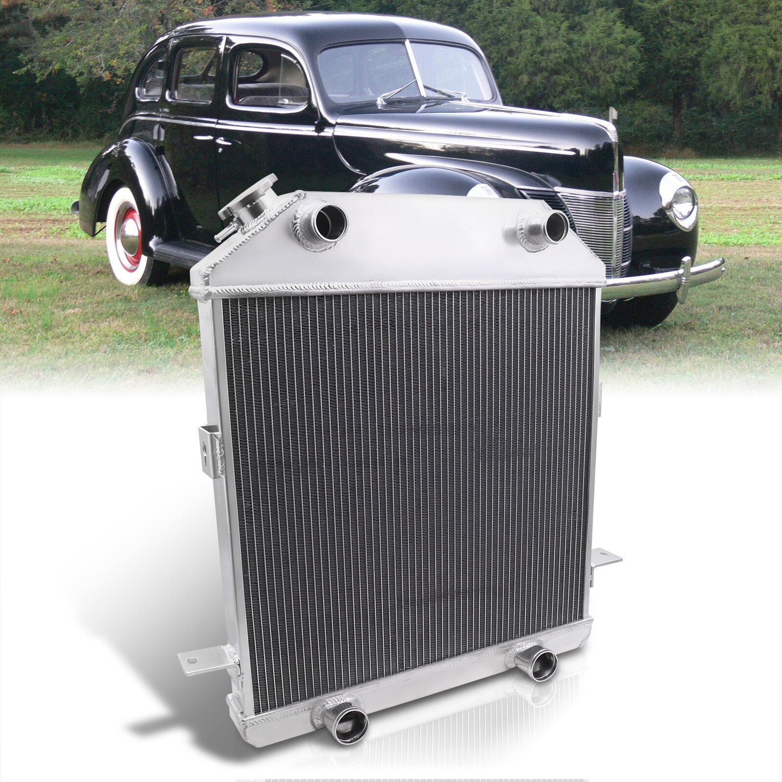 Ford 1939-1941 / Mercury 1940-1941 Flat Head Small Block V8 Manual Transmission Aluminum Radiator - Parts Agent