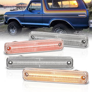 Ford Bronco 1978-1979 / F100 F150 F250 1973-1979 / E150 E350 Econoline 1975-1991 4 Piece Front Amber & Rear Red LED Side Marker Lights Clear Len - Parts Agent