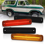 Ford Bronco 1978-1979 / F100 F150 F250 1973-1979 / E150 E350 Econoline 1975-1991 4 Piece Front Amber & Rear Red LED Side Marker Lights Smoke Len - Parts Agent