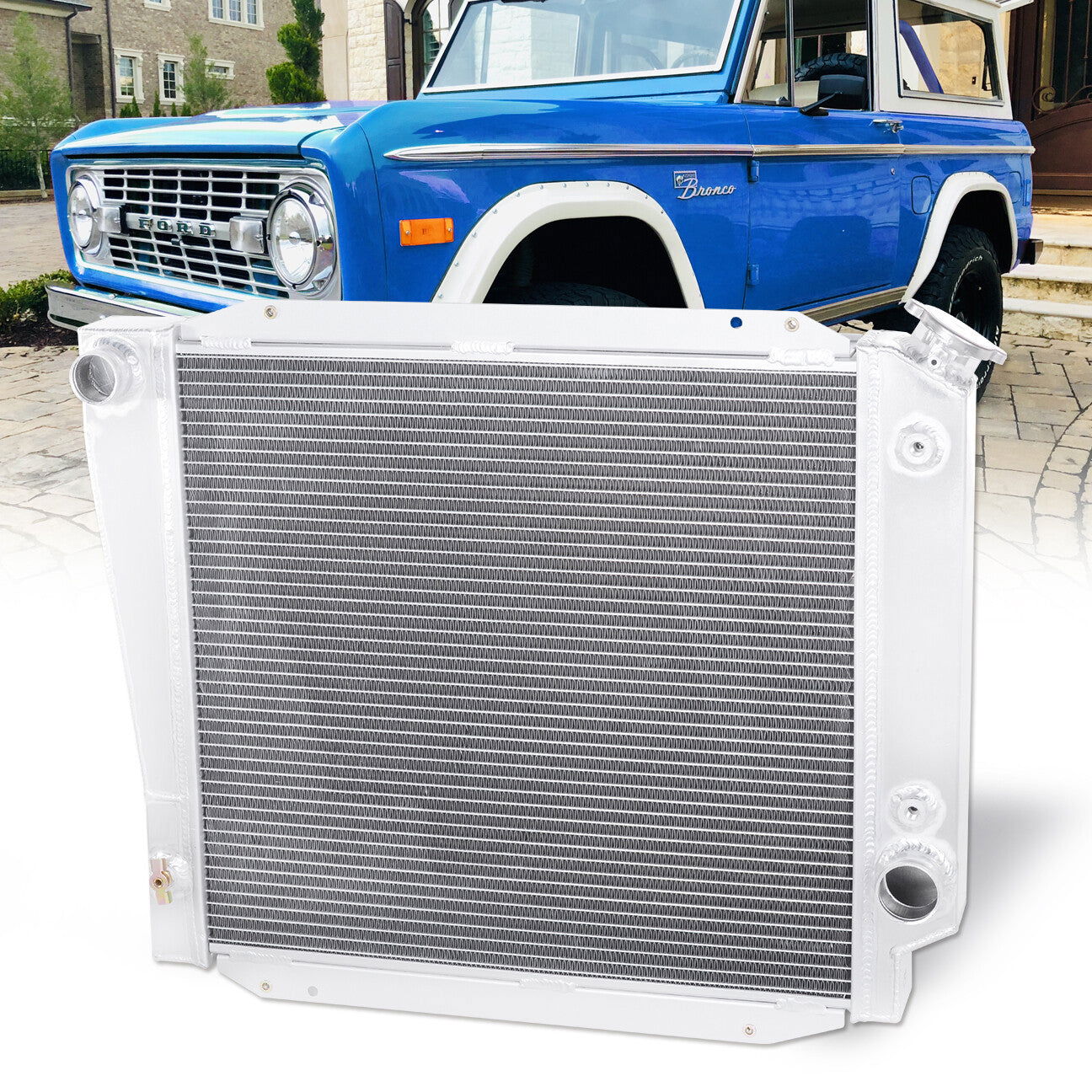 Ford Bronco 302 5.0L V8 1966-1977 Manual Transmission Aluminum Radiator - Parts Agent