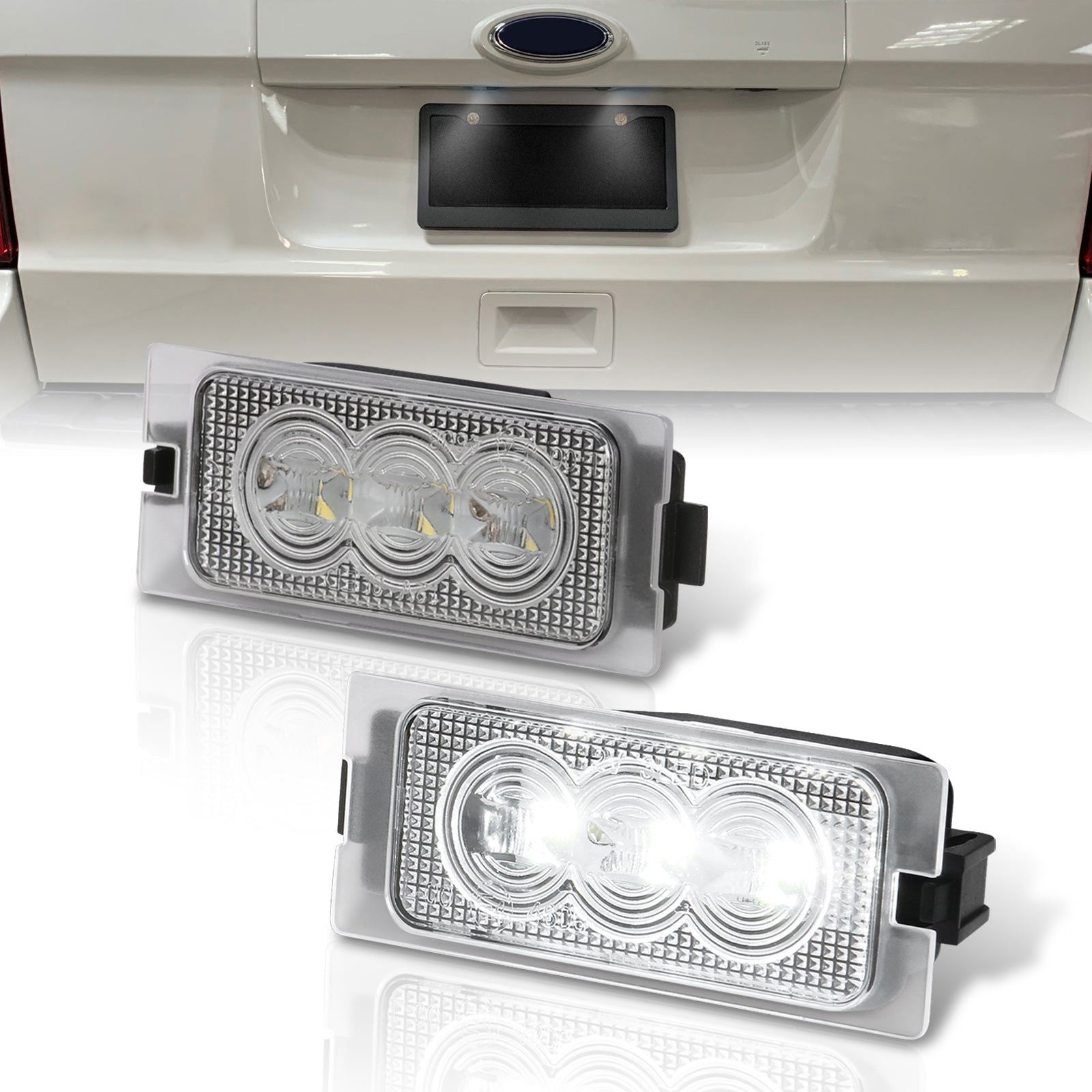 Ford Edge 2007-2014 / Escape 2008-2012 White SMD LED License Plate Lights Clear Len - Parts Agent