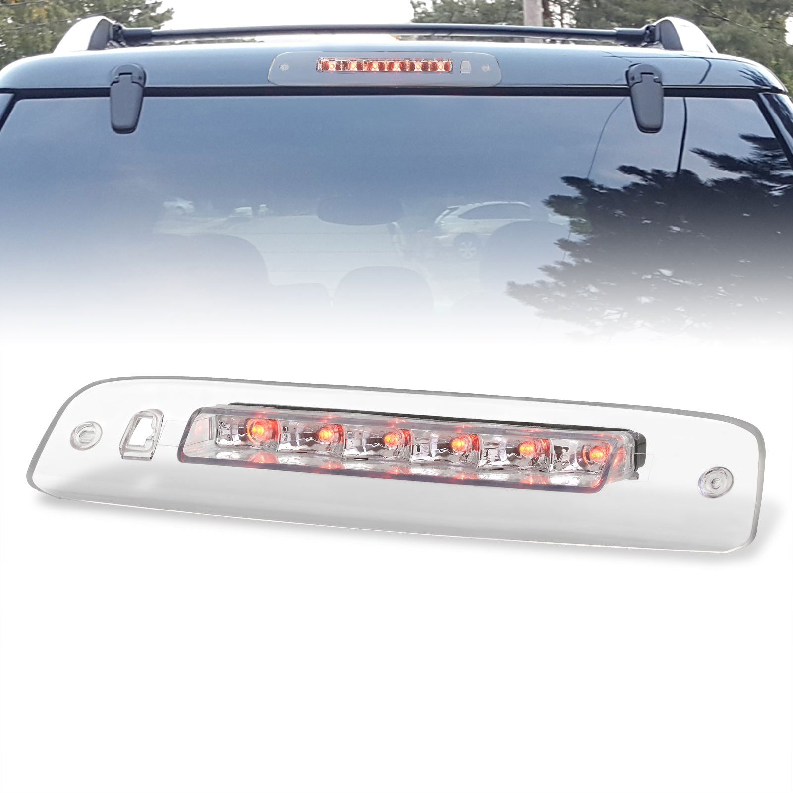 Ford Expedition 2003-2017 / Lincoln Navigator 2003-2018 LED 3rd Brake Light Chrome Housing Clear Len - Parts Agent