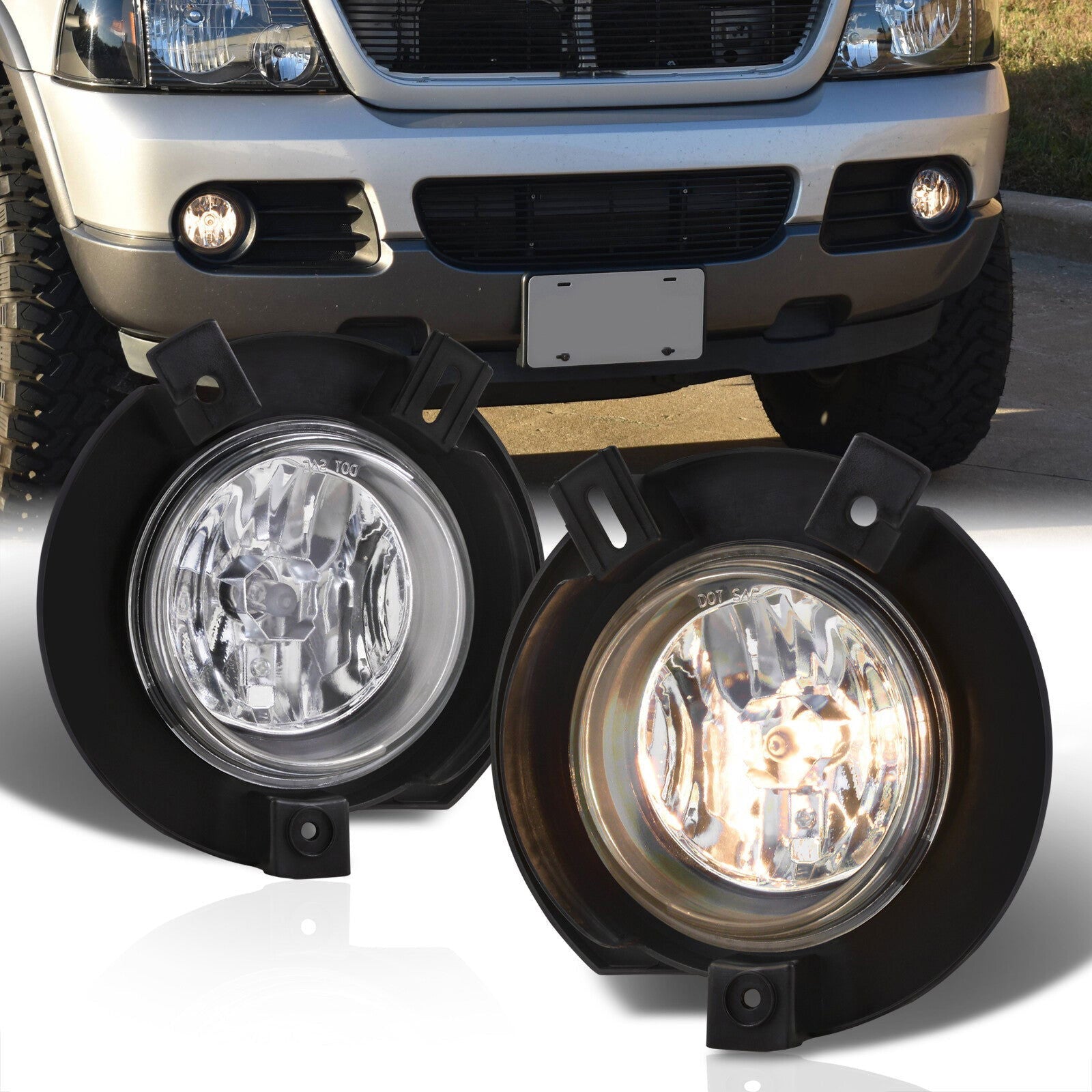 Ford Explorer 2002-2005 Front Fog Lights Clear Len (No Switch & Wiring Harness) - Parts Agent
