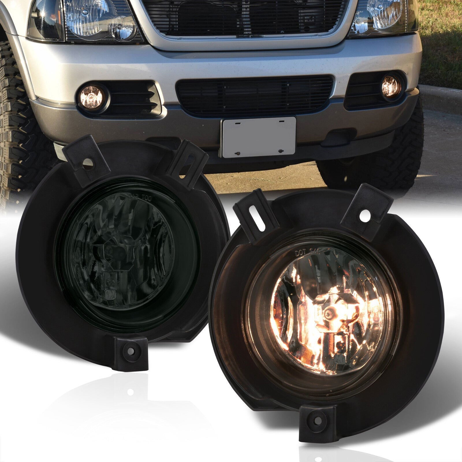 Ford Explorer 2002-2005 Front Fog Lights Smoked Len (No Switch & Wiring Harness) - Parts Agent
