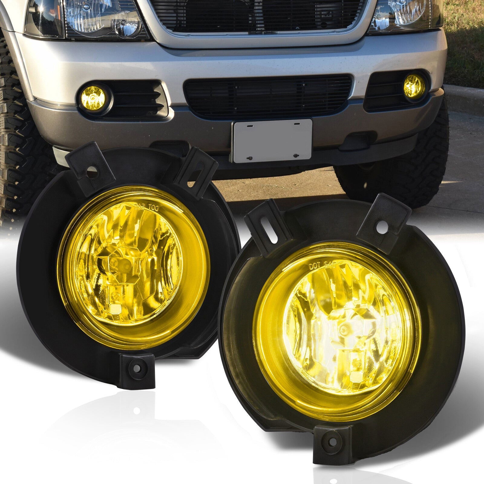 Ford Explorer 2002-2005 Front Fog Lights Yellow Len (No Switch & Wiring Harness) - Parts Agent